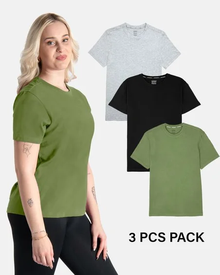Camiseta de algodón suave con cuello redondo – Pack 3 uds.