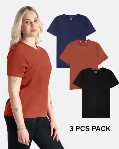 Camiseta de algodón suave con cuello redondo – Pack 3 uds.