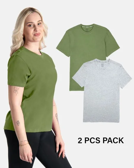 Camiseta de algodón suave con cuello redondo – Pack 2 uds.