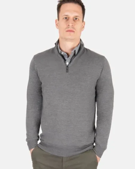 Suéter con cuello camisero para hombre