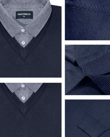 Suéter con cuello camisero para hombre