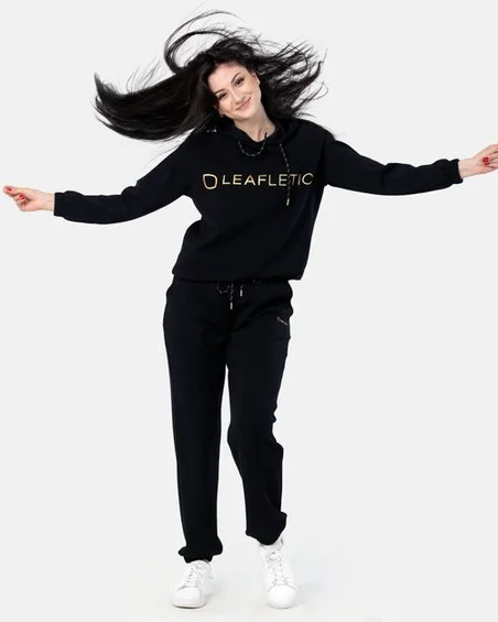 Crop sudaderas con capucha y pantalón deportivo de mujer