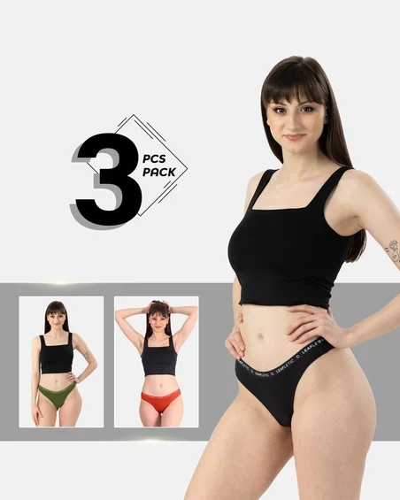 Braguitas brasileñas de algodón y elastano – Pack de 3
