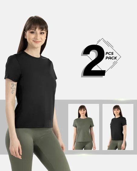 Camiseta ultrasuave de mezcla de modal y elastano – Pack 2 uds.