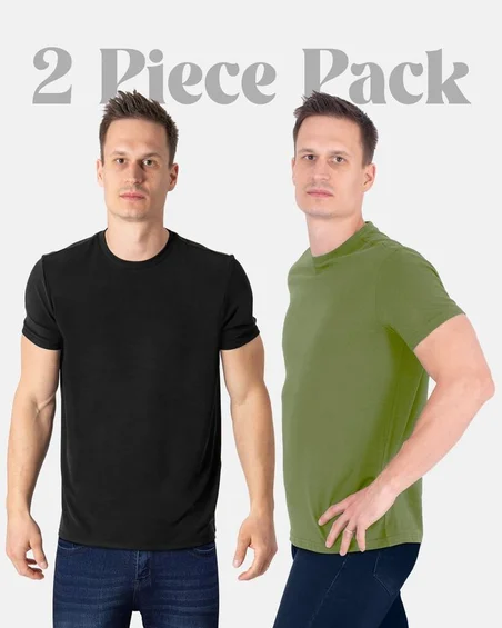Camiseta de algodón suave con cuello redondo – Pack 2 uds.