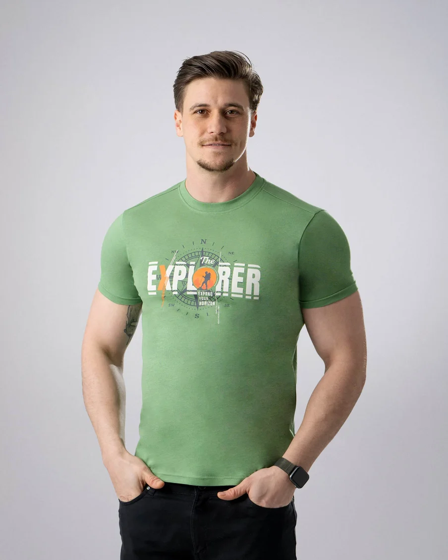 Image 1 of - menstshirtwprintgreen1jpg
