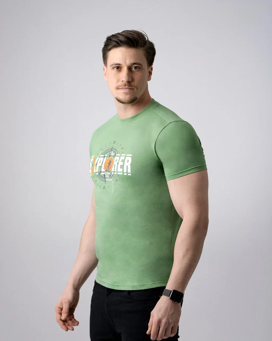 Image 4 of - menstshirtwprintgreen4jpg
