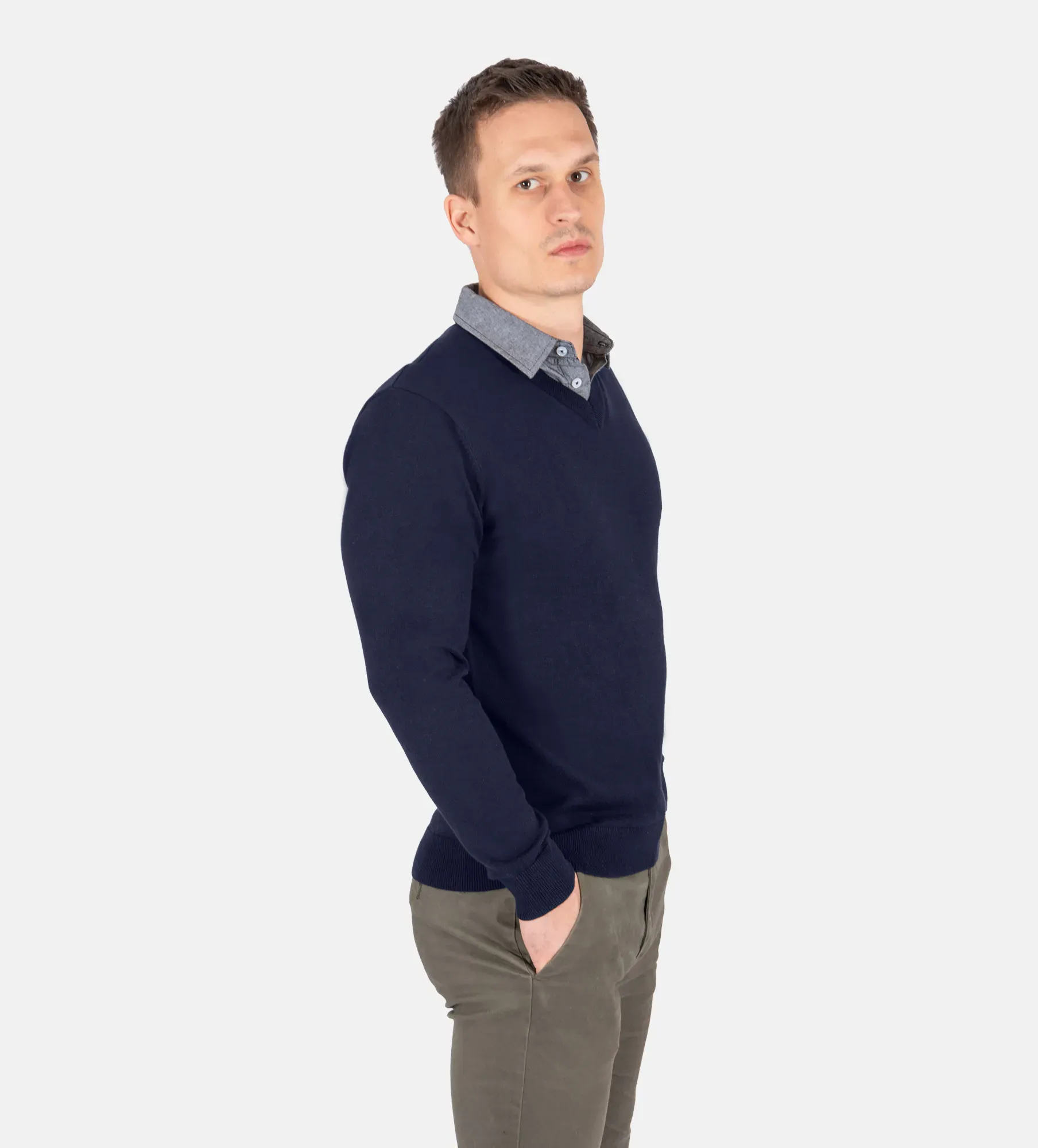 Suéter con cuello camisero para hombre