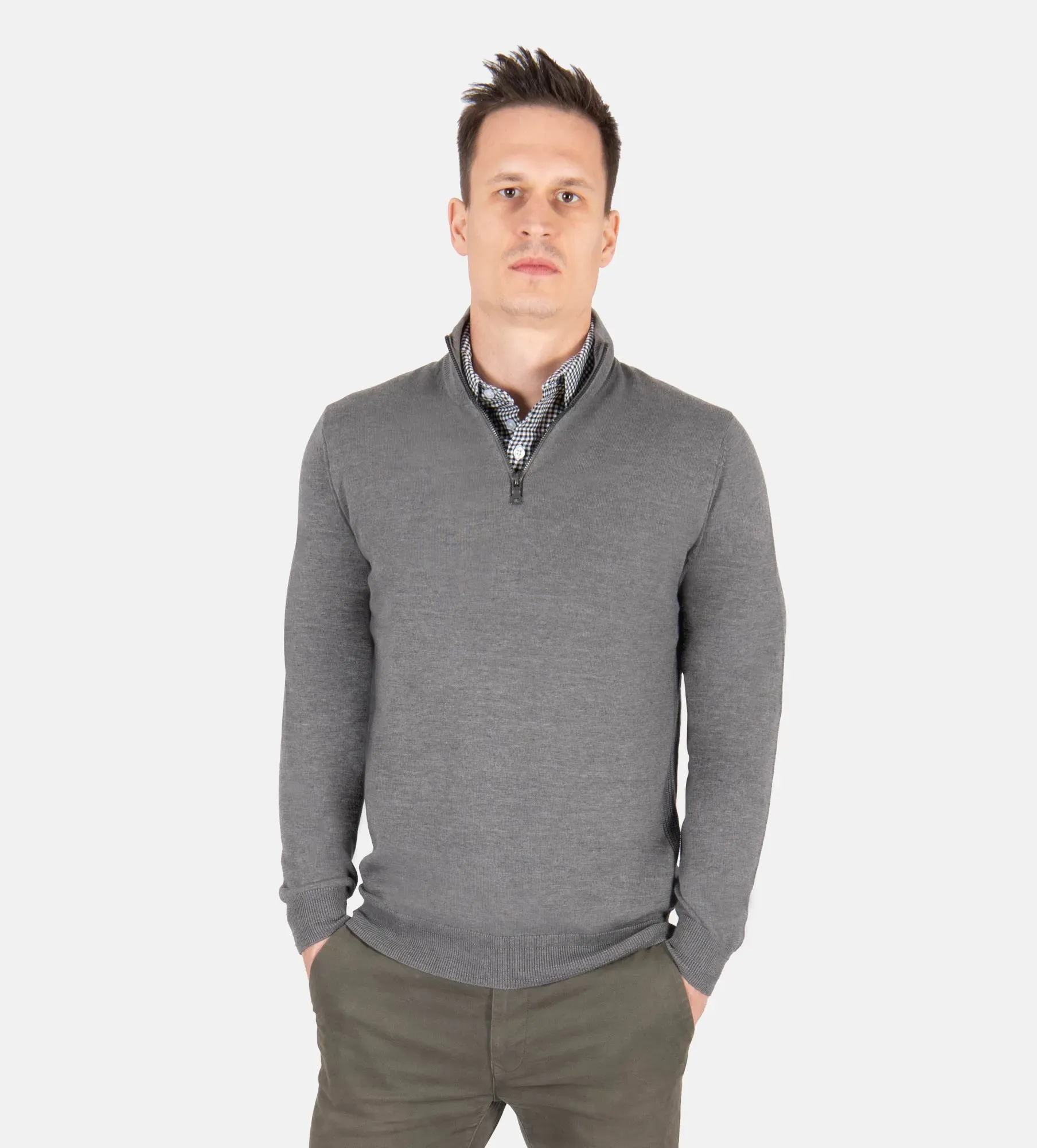 Suéter con cuello camisero para hombre