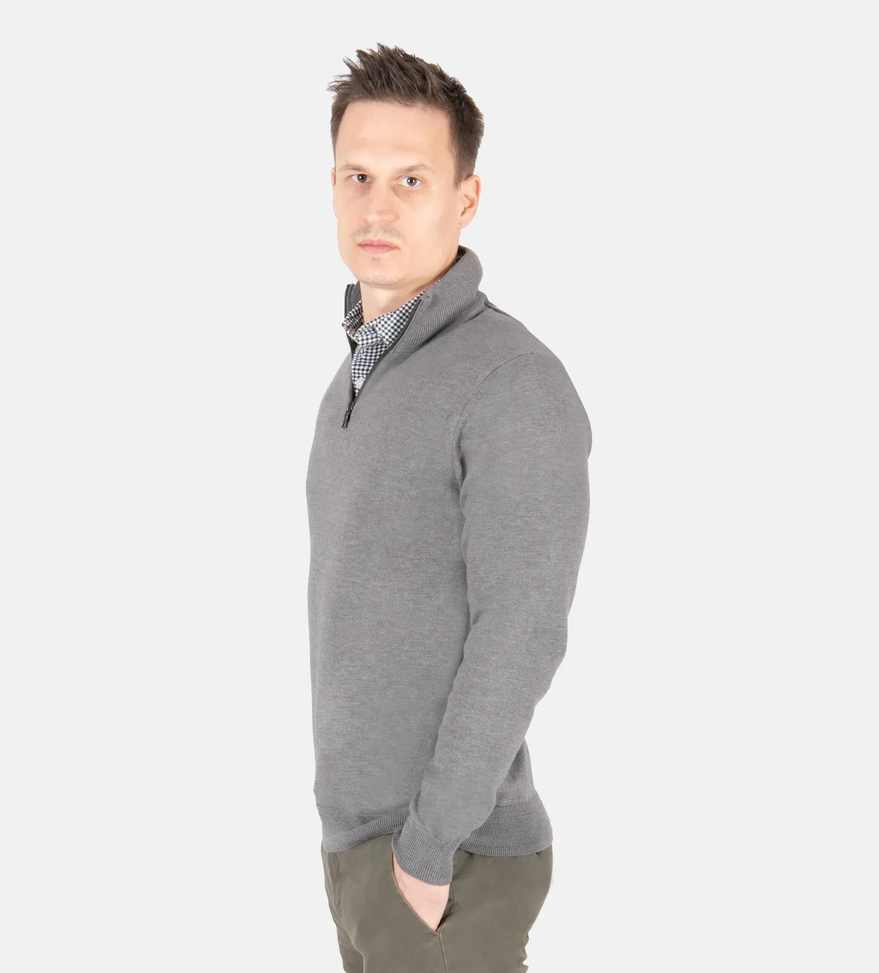 Suéter con cuello camisero para hombre