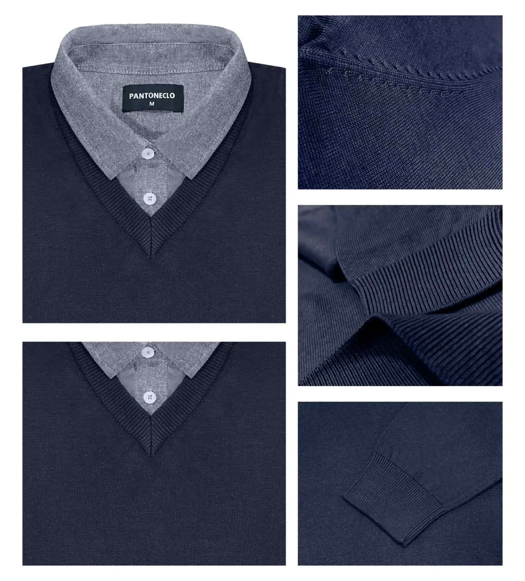 Suéter con cuello camisero para hombre
