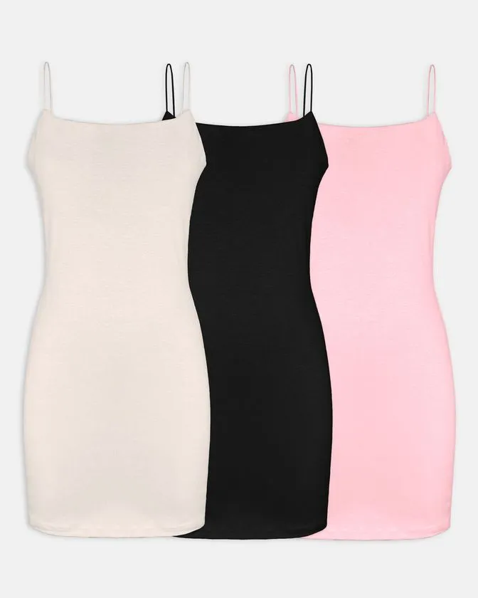 Vestido de algodón sin mangas de mujer - Pack de 3