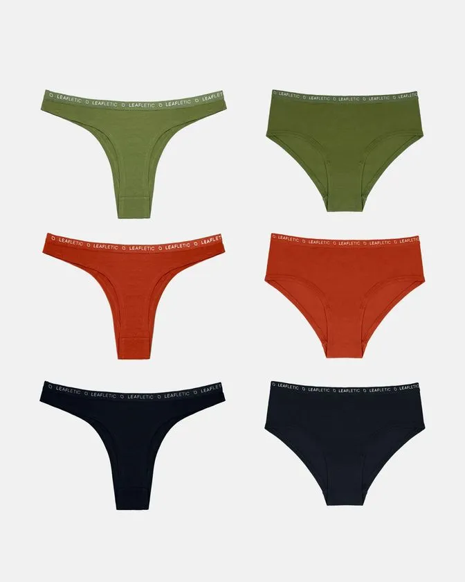 Pantalones hipster y brasileños de algodón y elastano – Pack de 6