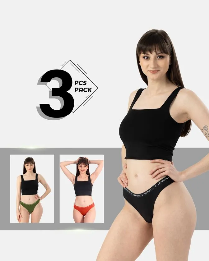 Braguitas brasileñas de algodón y elastano – Pack de 3