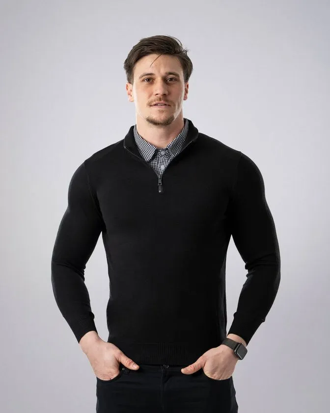 Suéter con cuello camisero para hombre