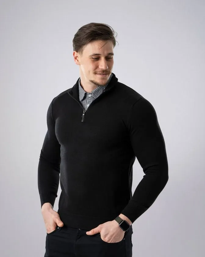 Suéter con cuello camisero para hombre