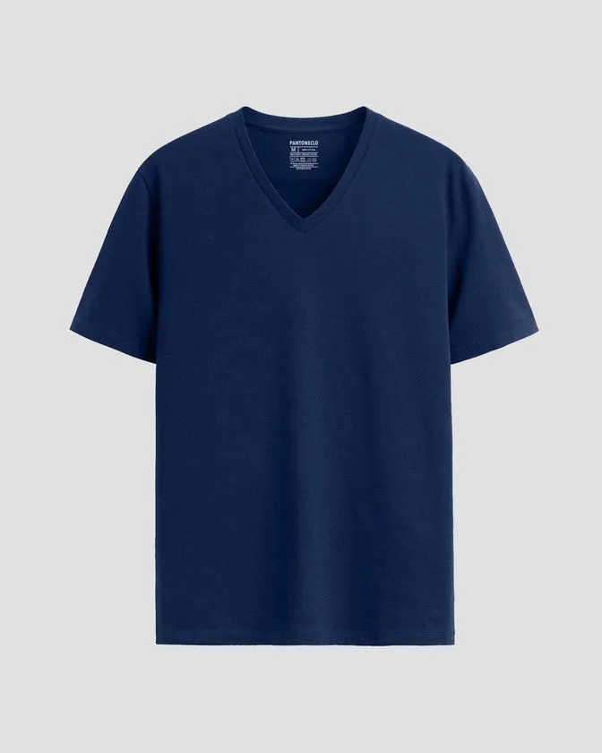 Camiseta con cuello en V de algodón suave